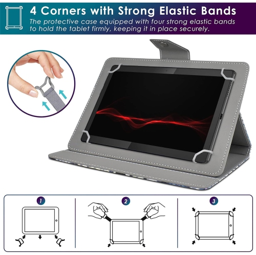 Universal 10.1 inch Tablet Case, 10 inch Tablet Cover, Travel Portable Protective Folio Leather Stand Shell