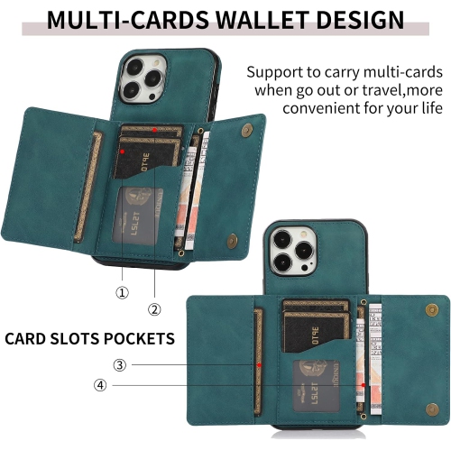 Phone Case for iPhone 13 Pro Max 2021 6.7 inch Wallet Cover with Tempered Glass Screen Protector and Card