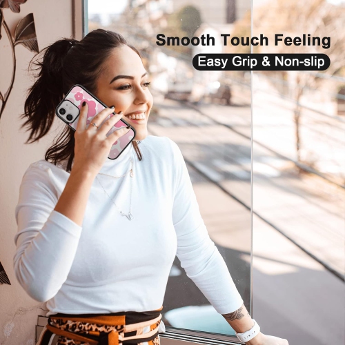 for iPhone 12 and iPhone 12 Pro Case Cute Kawaii Pink Flower Floral Aesthetic Phone Case for Girls Preppy