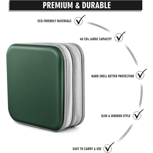 48 rangement pour CD/DVD rangement pour cartable organisateur portatif à glissière en plastique rigide pour CD/DVD Organisateur