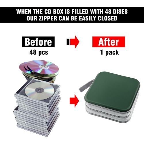 48 rangement pour CD/DVD rangement pour cartable organisateur portatif à glissière en plastique rigide pour CD/DVD Organisateur