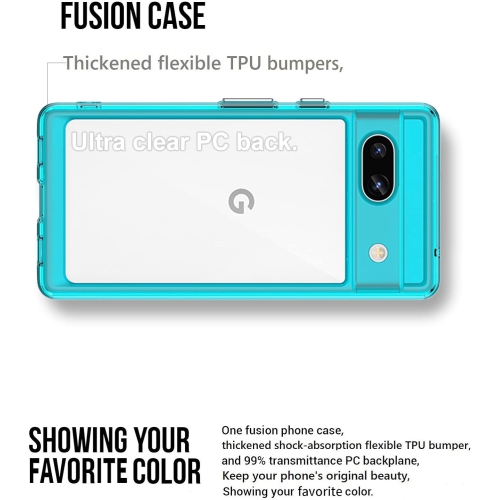 for Google Pixel 7a Phone Case: with [Tempered Glass Screen Protector][Built-in 4 Airbags][Not-Yellowing]