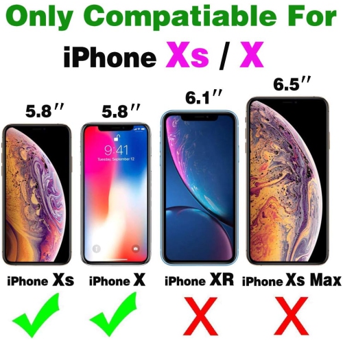 Phone Case for iPhone Xs X 10 10s with Tempered Glass Screen Protector Cover and Rugged Accessories Protective