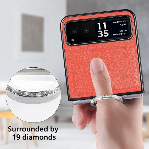 Pour étui Motorola Razr 40, étui protecteur en cuir pu avec étui pour téléphone Ring Motorola Razr 40 ZH orange
