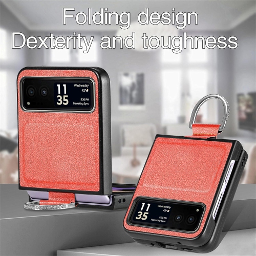 Pour étui Motorola Razr 40, étui protecteur en cuir pu avec étui pour téléphone Ring Motorola Razr 40 ZH orange