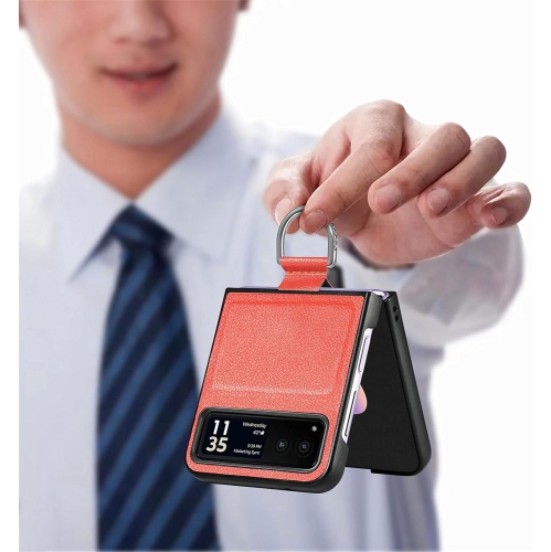 Pour étui Motorola Razr 40, étui protecteur en cuir pu avec étui pour téléphone Ring Motorola Razr 40 ZH orange