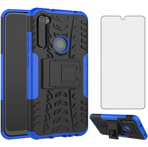UNKNOWN  Phone Case for Xiaomi Redmi Note 8 With Tempered Glass Screen Protector And Slim Stand Hybrid Heavy Duty Rugged