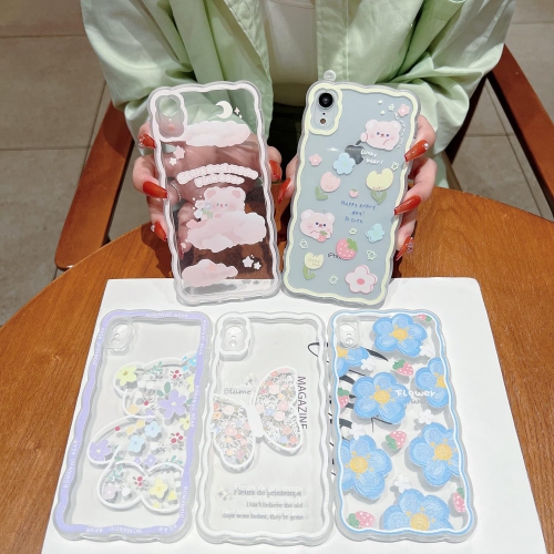 Compatible with iPhone XR Case Cute Cartoon Floral Butterfly Design for Women Girls Aesthetic Kawaii Slim Soft