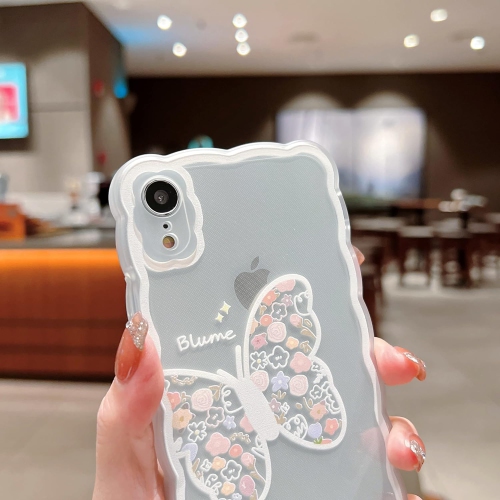 Compatible with iPhone XR Case Cute Cartoon Floral Butterfly Design for Women Girls Aesthetic Kawaii Slim Soft