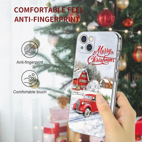 Compatible with iPhone 13 Christmas Case, Shockproof Series Anti-Yellow Hard PC + TPU Bumper Protective Cover