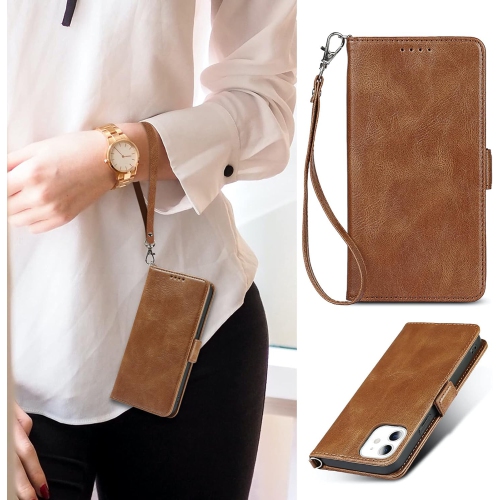 iPhone 12 – Mini étui portefeuille, [blocage RFID] porte-carte de crédit en cuir de qualité supérieure avec béquille magnétique