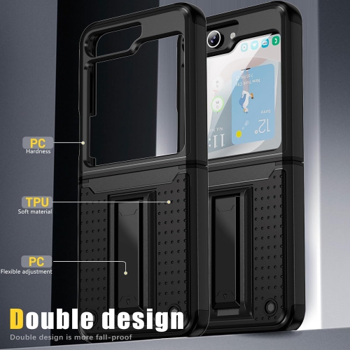 for Samsung Galaxy Z Flip 5 Case, Built-in Outer Screen Protector[2 Pack], Miltiary Grade Shockproof Hard