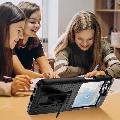 for Samsung Galaxy Z Flip 5 Case, Built-in Outer Screen Protector[2 Pack], Miltiary Grade Shockproof Hard