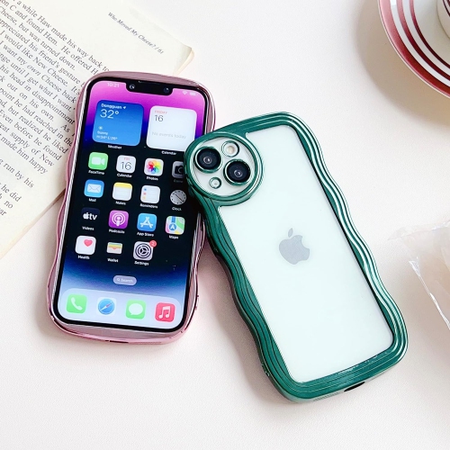 Designed for iPhone 14 Pro Case, Curly Wave Frame Soft Cute Phone Cover for Men Women Girls, Blue