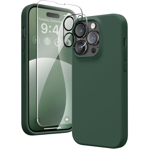 for iPhone 14 Pro Case, with 2 Pack Screen Protector + 2 Pack Camera Lens Protector, Soft Anti-Scratch Microfiber