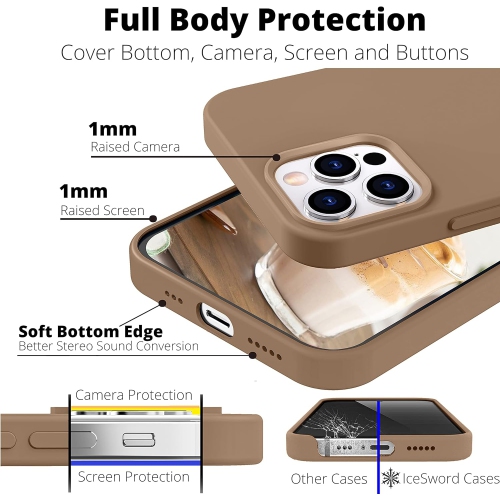 iPhone 13 Case Milk Tea, Liquid Silicone Slim Drop Protective, Shockproof Phone Case Cover,Soft