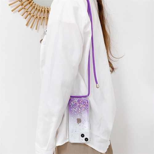 for iPhone 14 Plus Strap Case with Crossbody Lanyard,Clear Glitter Shiny Bling Sparkle Shockproof Cover