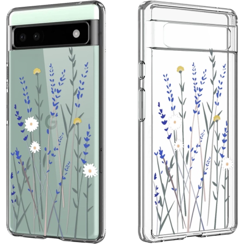 UNKNOWN  Flowers Case Compatible With Google Pixel 6A 5G Clear With Design Daisy Weed Grass Pattern Soft Tpu Slim Shockproof