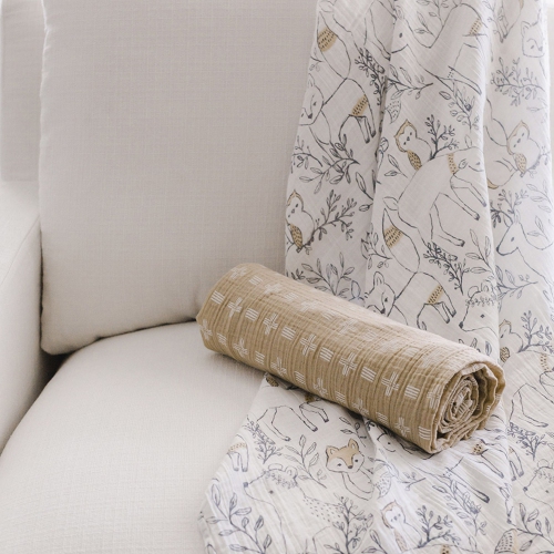 Ensemble de 2 couvertures à emmailloter de Crane Baby - Ezra