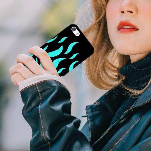 - iPhone 5 Case, iPhone 5s Case, iPhone SE 1st Gen Case - Flame Teal Printed Cute, Slim & Sleek Plastic