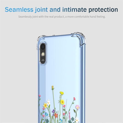 for Redmi 9A M2006C3LG Redmi 9i M2006C3LII Case Womens Clear Flower Pattern Slim Case Soft TPU Cover Shockproof