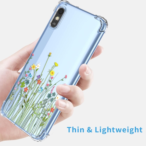for Redmi 9A M2006C3LG Redmi 9i M2006C3LII Case Womens Clear Flower Pattern Slim Case Soft TPU Cover Shockproof