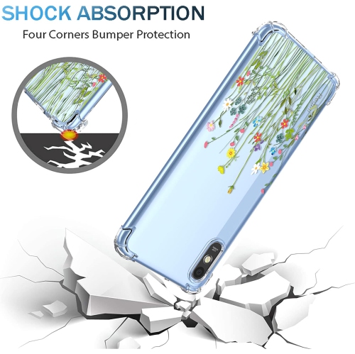 for Redmi 9A M2006C3LG Redmi 9i M2006C3LII Case Womens Clear Flower Pattern Slim Case Soft TPU Cover Shockproof