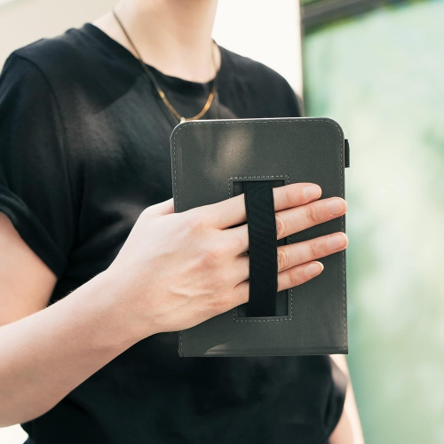 Cover Compatible with Kobo Clara 2E / Tolino Shine 4 Case - Stand + Strap - Books and Pages Beige/Brown/Gold