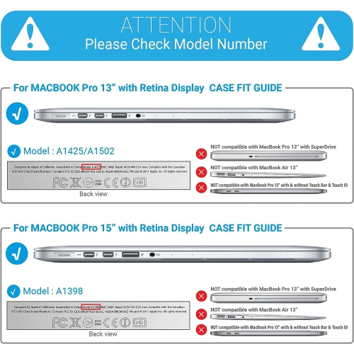 Compatible with MacBook Pro 13 Inch Case 2015 2014 2013 end 2012 A1502 A1425, Hard Shell Case with Keyboard
