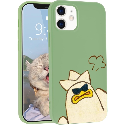UNKNOWN  Cute Cartoon Angry Duck Designed for Iphone 12 Mini Cases, Kawaii Liquid Silicone Soft Gel Rubber Phone Case In Green