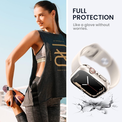 (2 in 1) for Waterproof Apple Watch Screen Protector Case Series 9 8 7 45mm Accessories, iWatch Protective PC