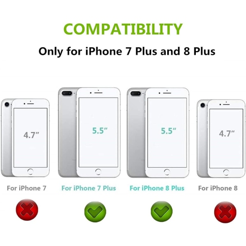 Étui-portefeuille pour iPhone 8 plus/7 plus avec porte-carte et dragonne, béquille en polyuréthane avec fentes pour cartes