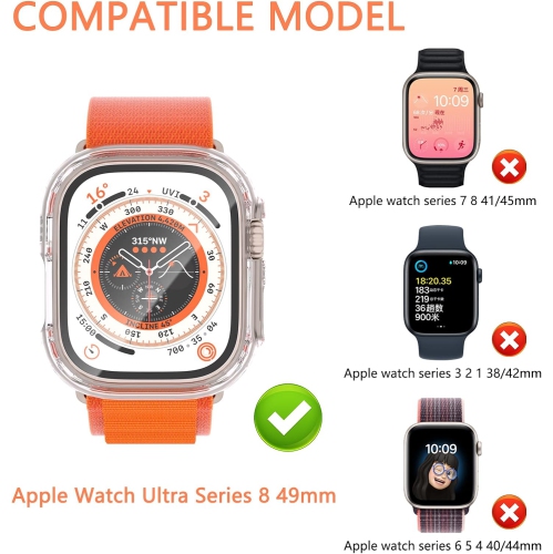 2+2 Pack Case for Apple Watch Ultra Series 8 49mm with 9H Tempered Glass Screen Protector,Hard Ultra-Thin PC Overall