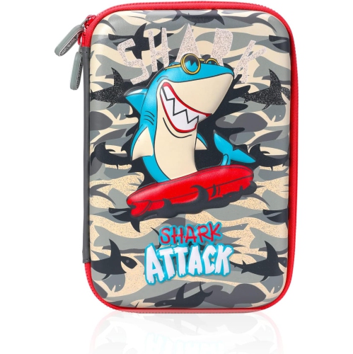Brave Shark – Étui à crayons avec plusieurs compartiments pour enfants, pochette en EVA pour stylo grande capacité