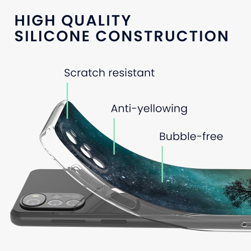 Étui transparent compatible avec le Moto G22 de Motorola - Étui souple en TPUR - Bleu nature cosmique/Gris/Noir