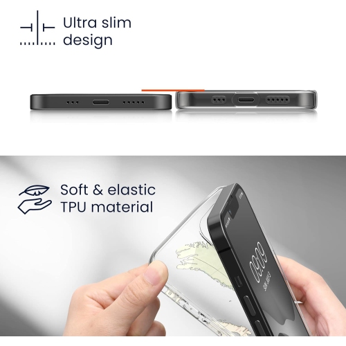 Étui transparent compatible avec le Moto G22 de Motorola - Étui souple en TPUR - Bleu nature cosmique/Gris/Noir