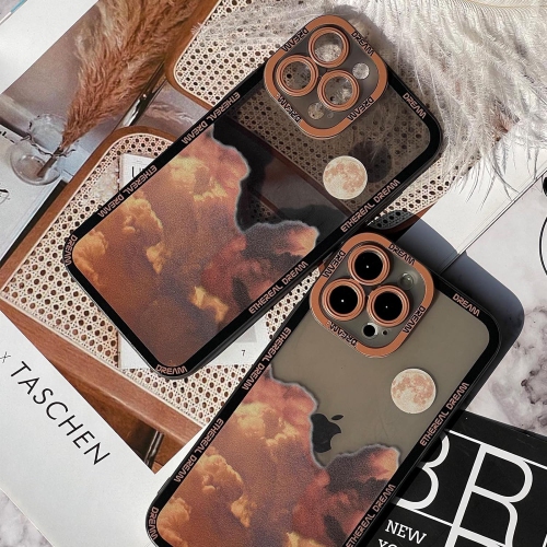 Cloud Cute Case Compatible for iPhone 13 Pro Max Case with Lens Protective Soft TPU Shockproof Full Moon Phone
