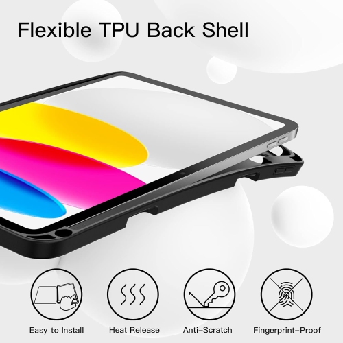 Étui pour iPad 10 avec porte-stylet, étui mince pour tablette avec TPUR souple