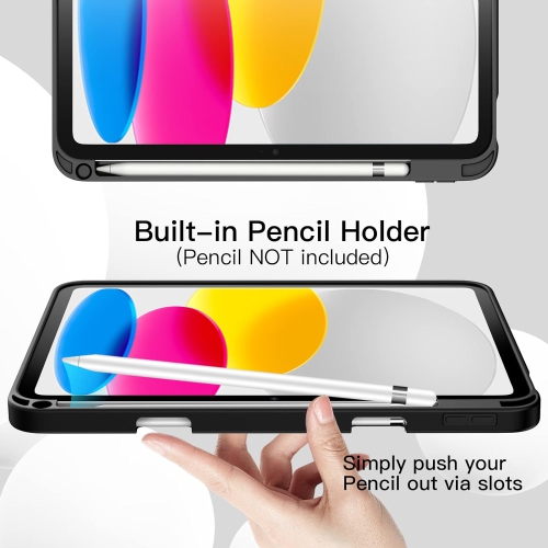 Étui pour iPad 10 avec porte-stylet, étui mince pour tablette avec TPUR souple