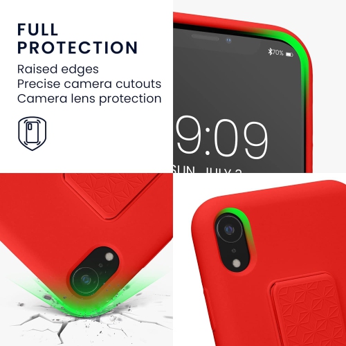 Case Compatible with Apple iPhone XR - Case with Hand Strap and Stand Soft TPU Silicone Coating - Red