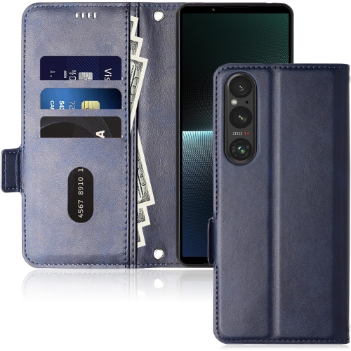 UNKNOWN  for Xperia 1 V Wallet Case Flip Case Pu Leather Folio Phone Cover (Blue)