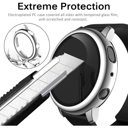 Compatible Samsung Galaxy Watch Active 2 44mm Cover Case with Screen Protector,Plated PC Case Bumper Tempered