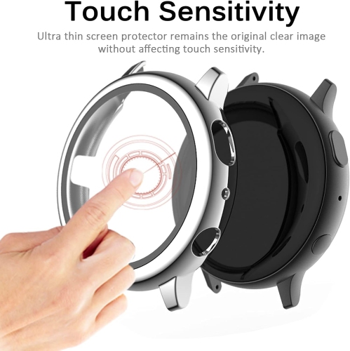 Compatible Samsung Galaxy Watch Active 2 44mm Cover Case with Screen Protector,Plated PC Case Bumper Tempered