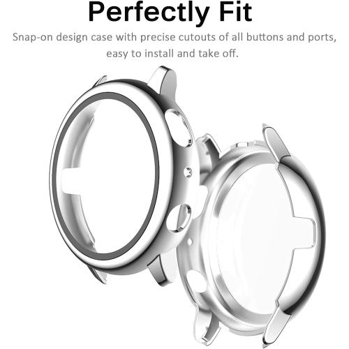 Compatible Samsung Galaxy Watch Active 2 44mm Cover Case with Screen Protector,Plated PC Case Bumper Tempered