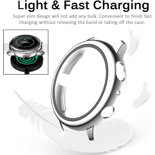 Compatible Samsung Galaxy Watch Active 2 44mm Cover Case with Screen Protector,Plated PC Case Bumper Tempered