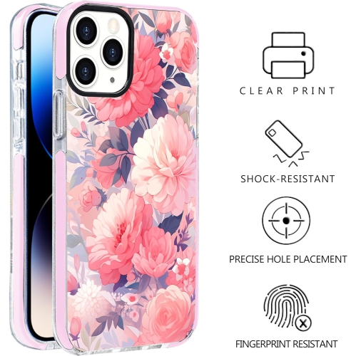 Case for iPhone 11 Pro Case - Pink Floral Illustration Pattern Soft TPU Shockproof Protective Phone Case -