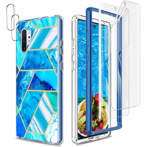 Image 1 of 5.. Galaxy Note 10 Plus Case, [2 X Screen Protector & 2 X Camera Lens Protector] Heavy Duty Hybrid Hard PC Soft TPU