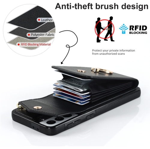 Phone Case for Samsung Galaxy S21 5G 6.2 inch Wallet Cover with Tempered Glass Screen Protector and RFID