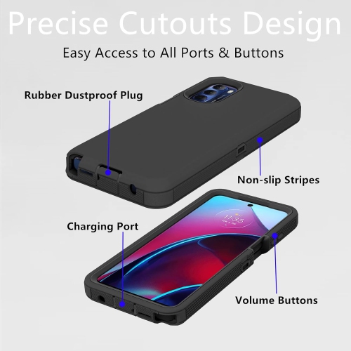 Pour l'étui Moto G Stylus 5G 2022 de Motorola, l'étui robuste Defender résistant aux chocs et à la poussière 3-en-1