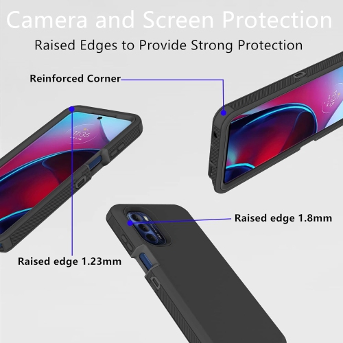 Pour l'étui Moto G Stylus 5G 2022 de Motorola, l'étui robuste Defender résistant aux chocs et à la poussière 3-en-1
